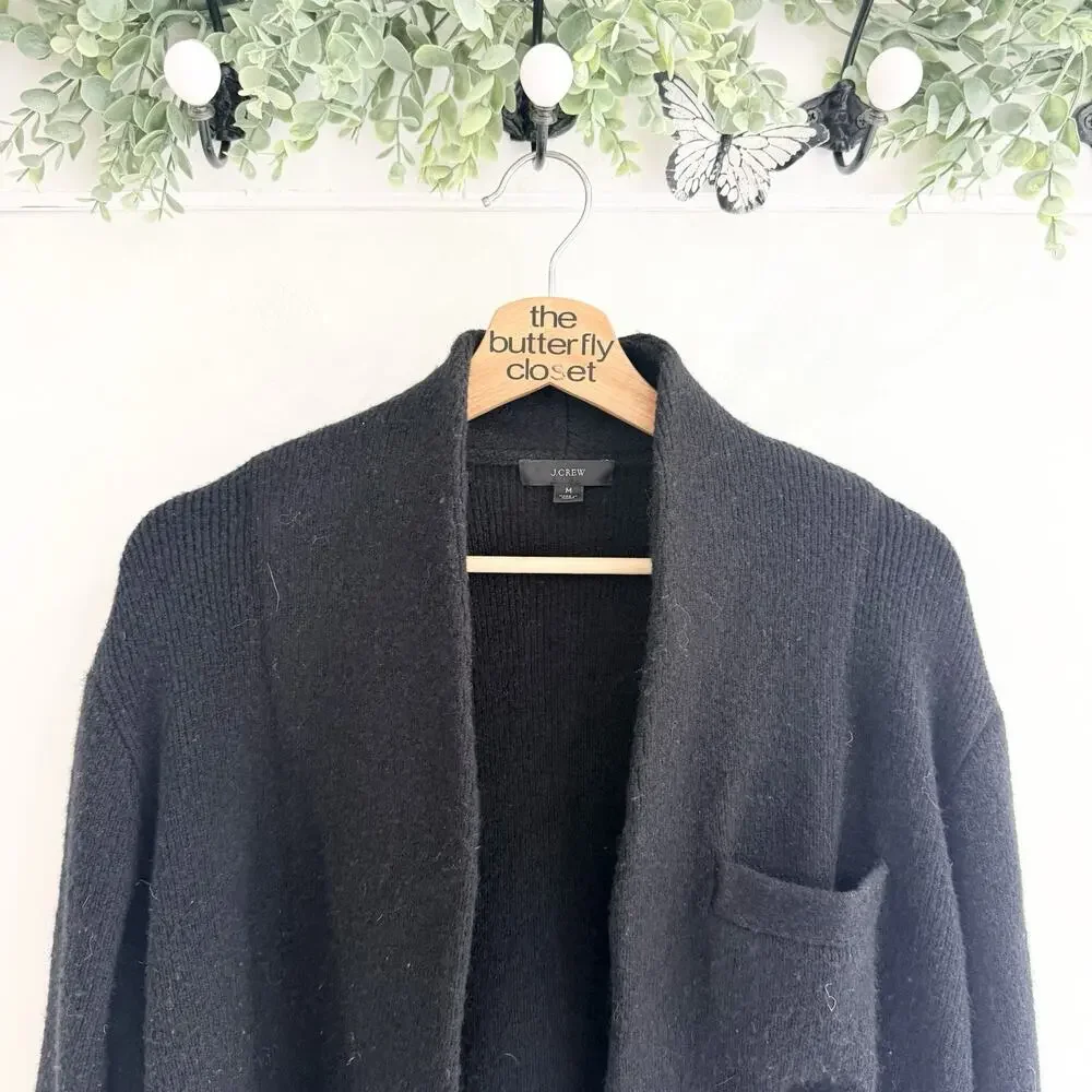 J.Crew Cocoon Sweater Blazer Coat Women’s Size M Merino Wool Blend Black 25381